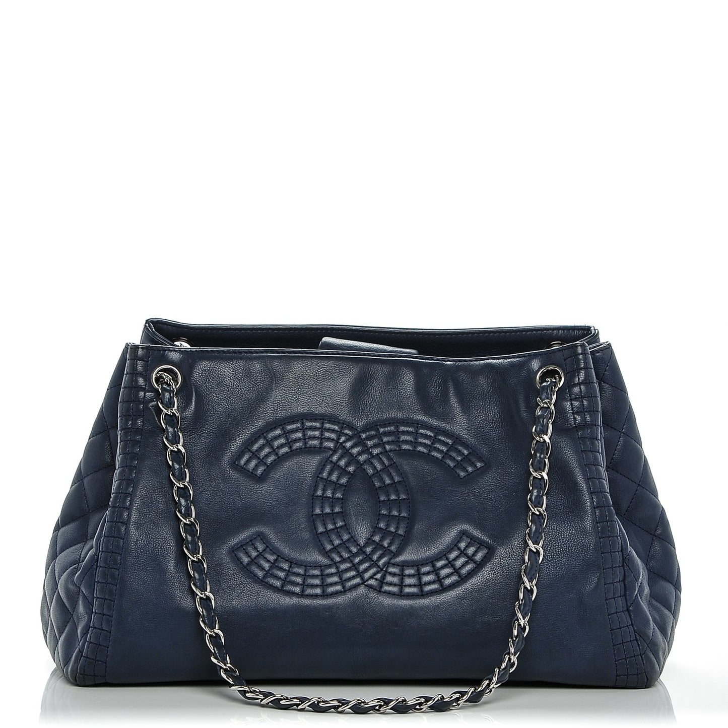 Calfskin Coco Bengal Open Accordion Tote Blue