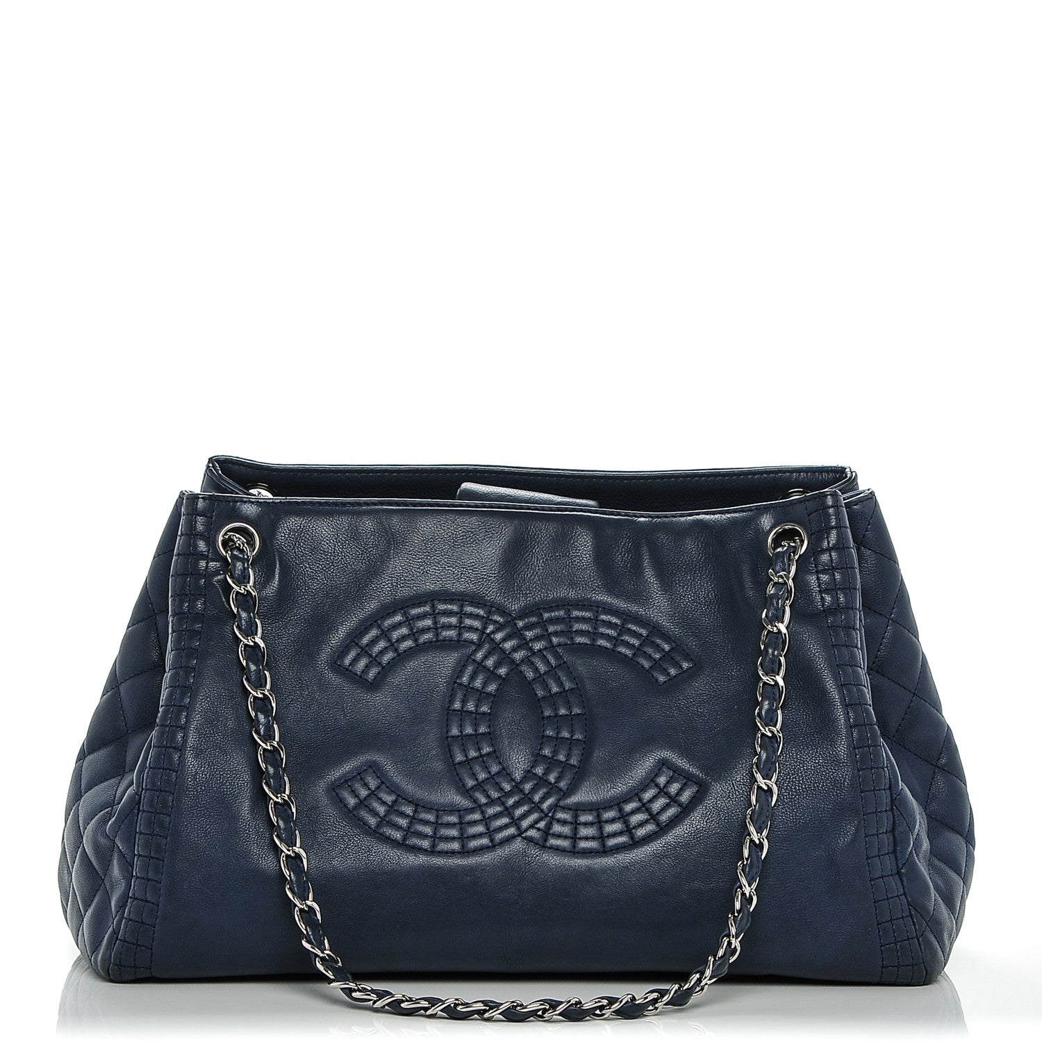 Chanel Calfskin Coco Bengal Open Accordion Tote Blue 1 of 8
