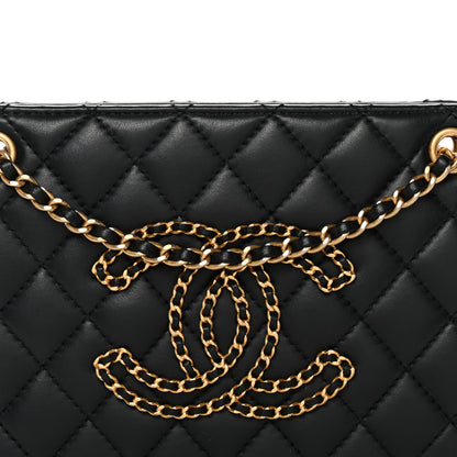 Chanel Calfskin Quilted Small CC Chain Accordion Tote Black 8 of 10