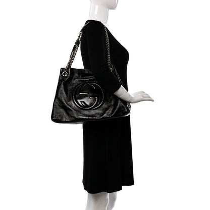 Gucci Patent Medium Soho Chain Shoulder Bag Black 2 of 13