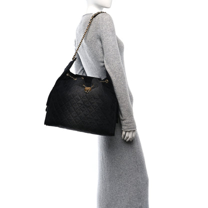 Chanel Washed Denim Quilted Large Chanel 25 Handbag Black 2 of 12