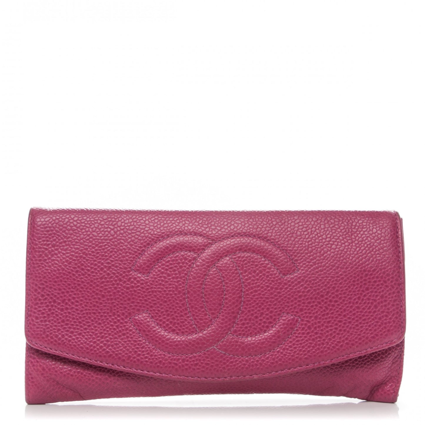Caviar CC Flap Clutch Wallet Pink