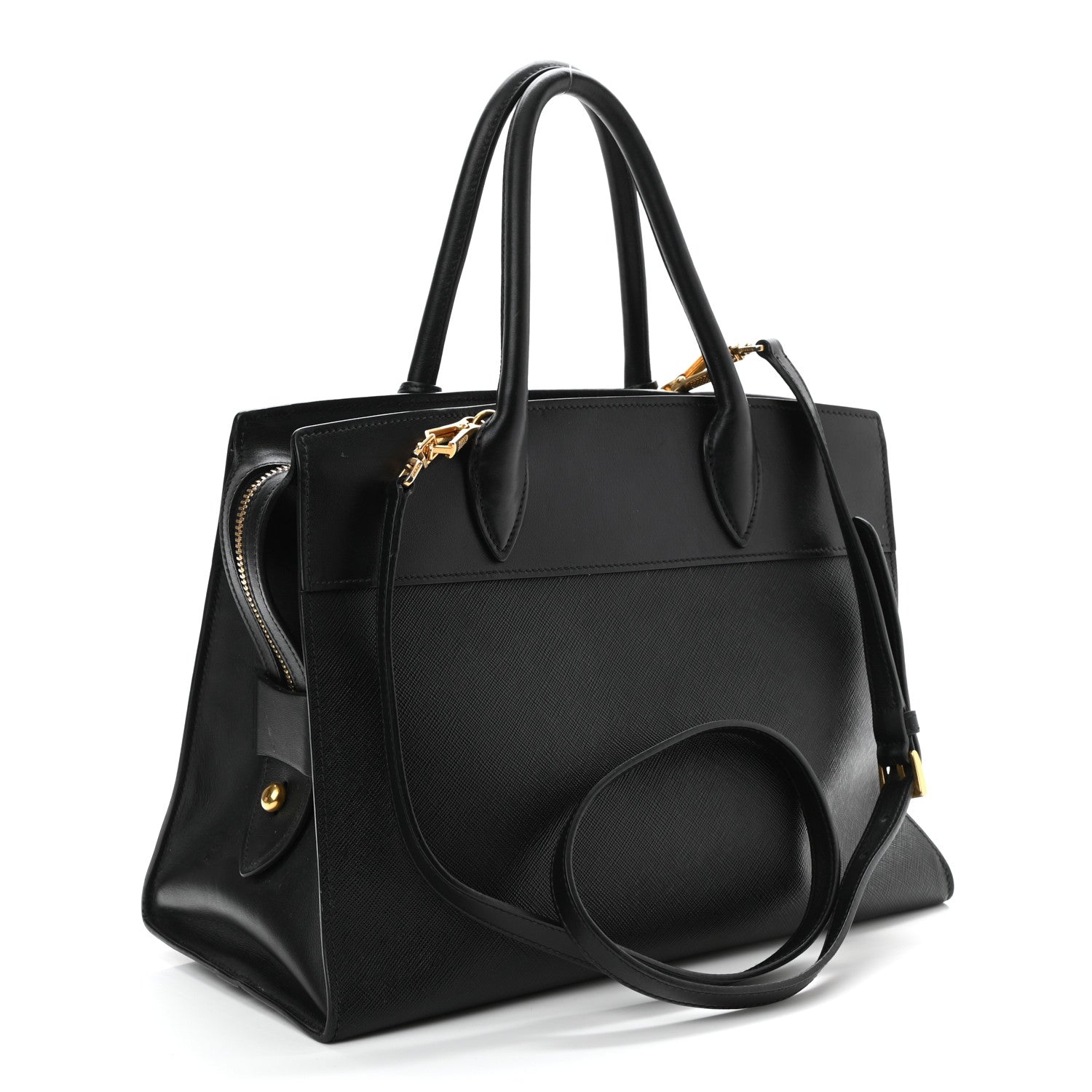 Prada Saffiano City Calfskin Esplanade Tote Black 2 of 11