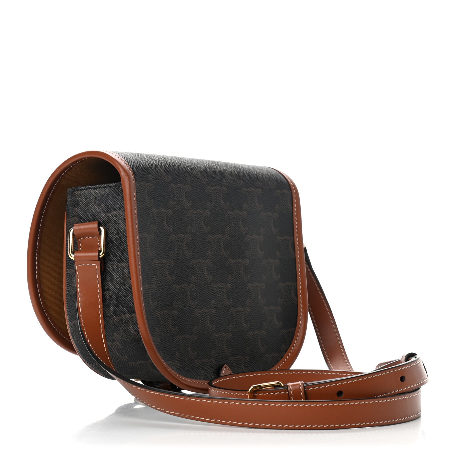 Celine Triomphe Canvas Medium Folco Bag Tan 3 of 10