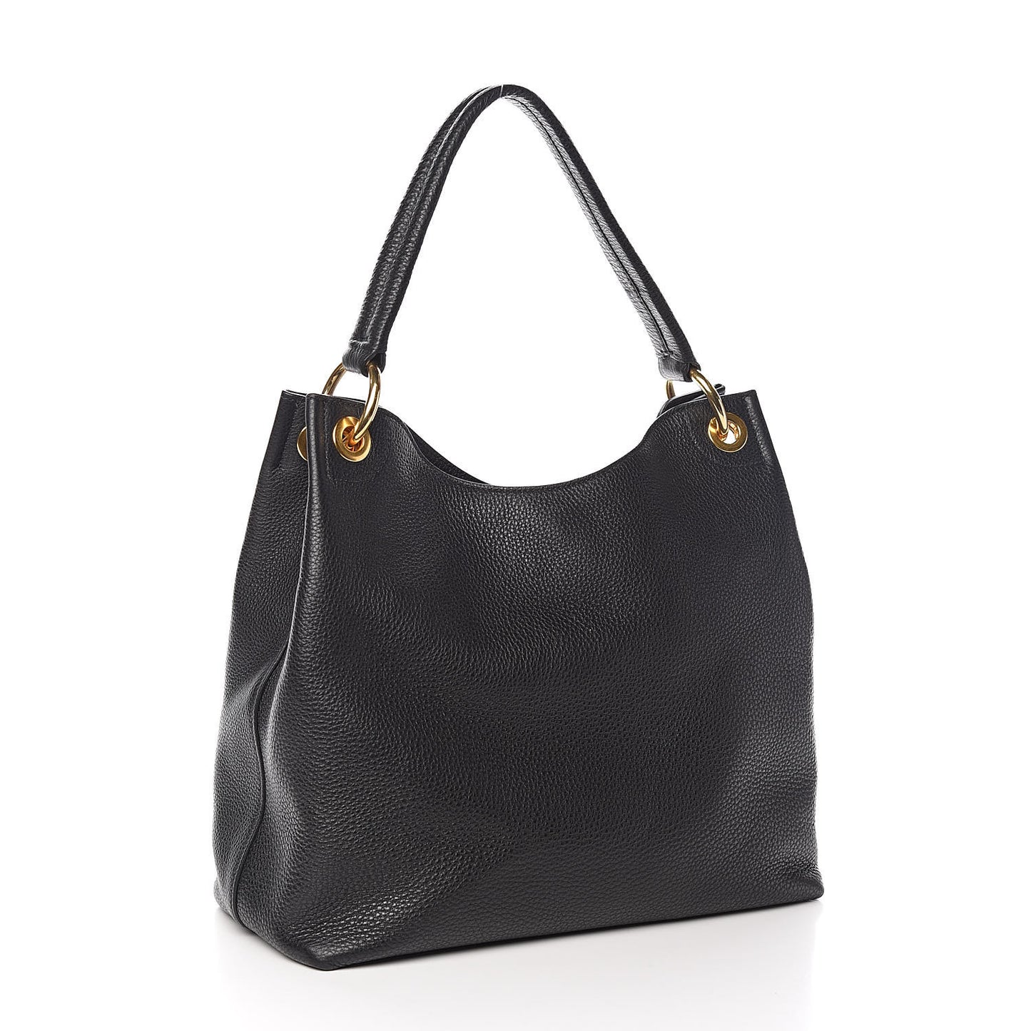 Vitello Phenix Embossed Logo Hobo Black