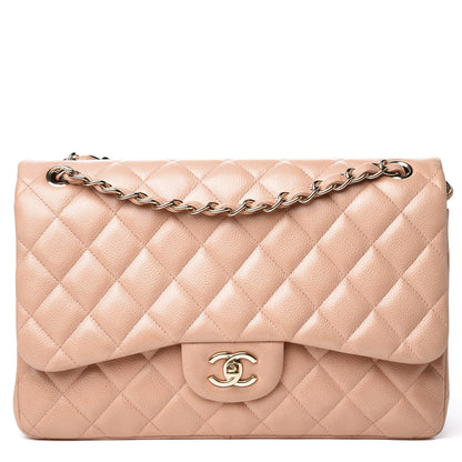 Chanel Pearly Caviar Quilted Jumbo Double Flap Beige 1 of 9