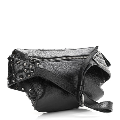 Valentino Garavani Craquele Nappa Rockstud Spike Belt Bag 85 Black 3 of 9