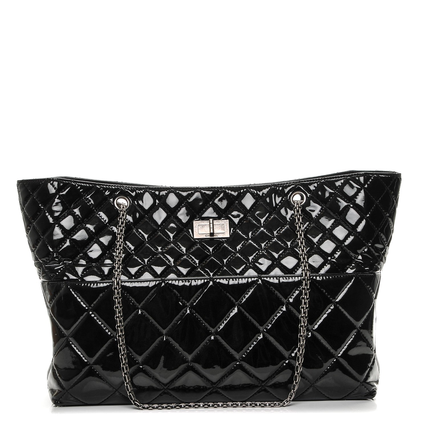 Chanel Patent Quilted Reissue 2.55 Tote Black 1 of 8