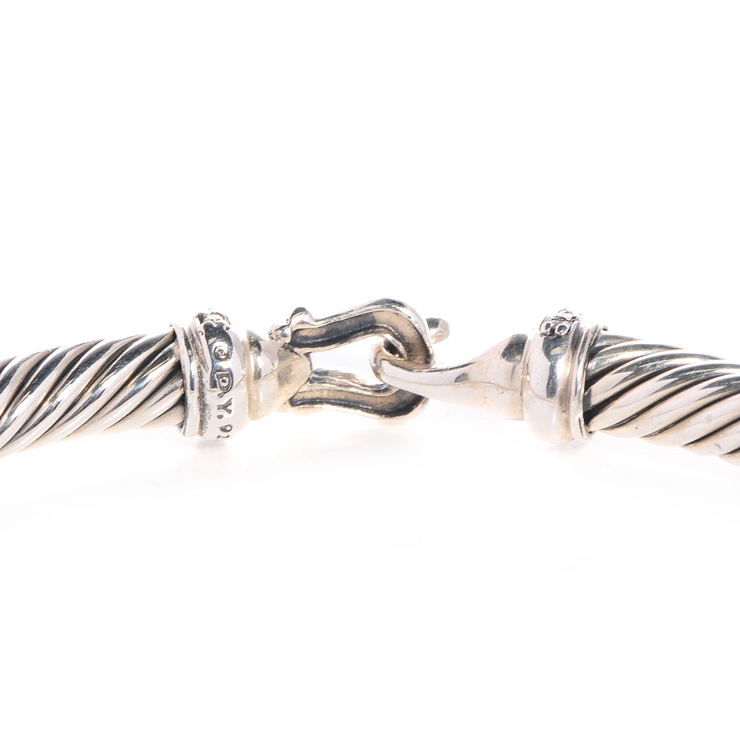David Yurman Sterling Silver Diamond 5mm Cable Buckle Bracelet 4 of 6