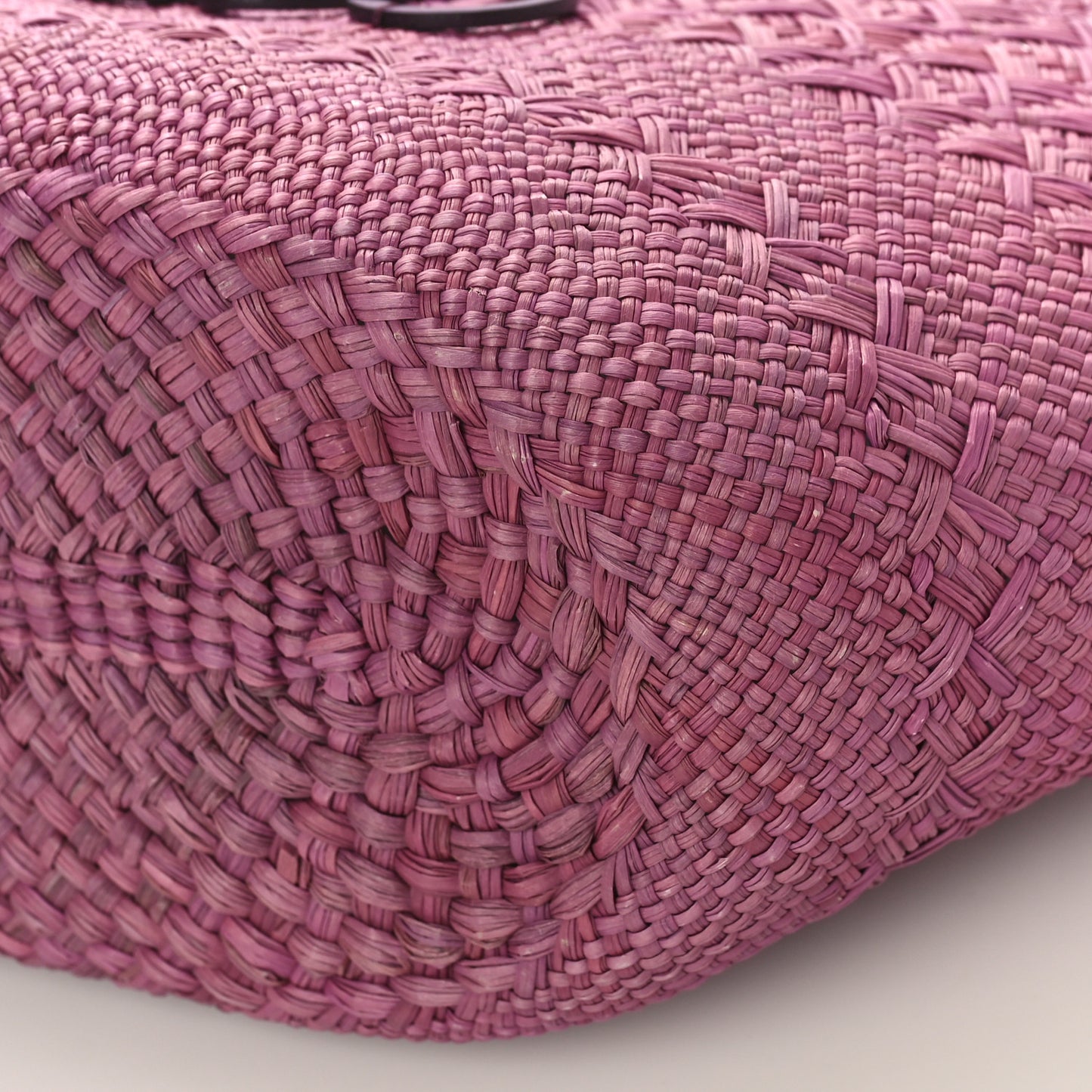 Calfskin Raffia Paulas Ibiza Small Anagram Basket Tote Bag Purple