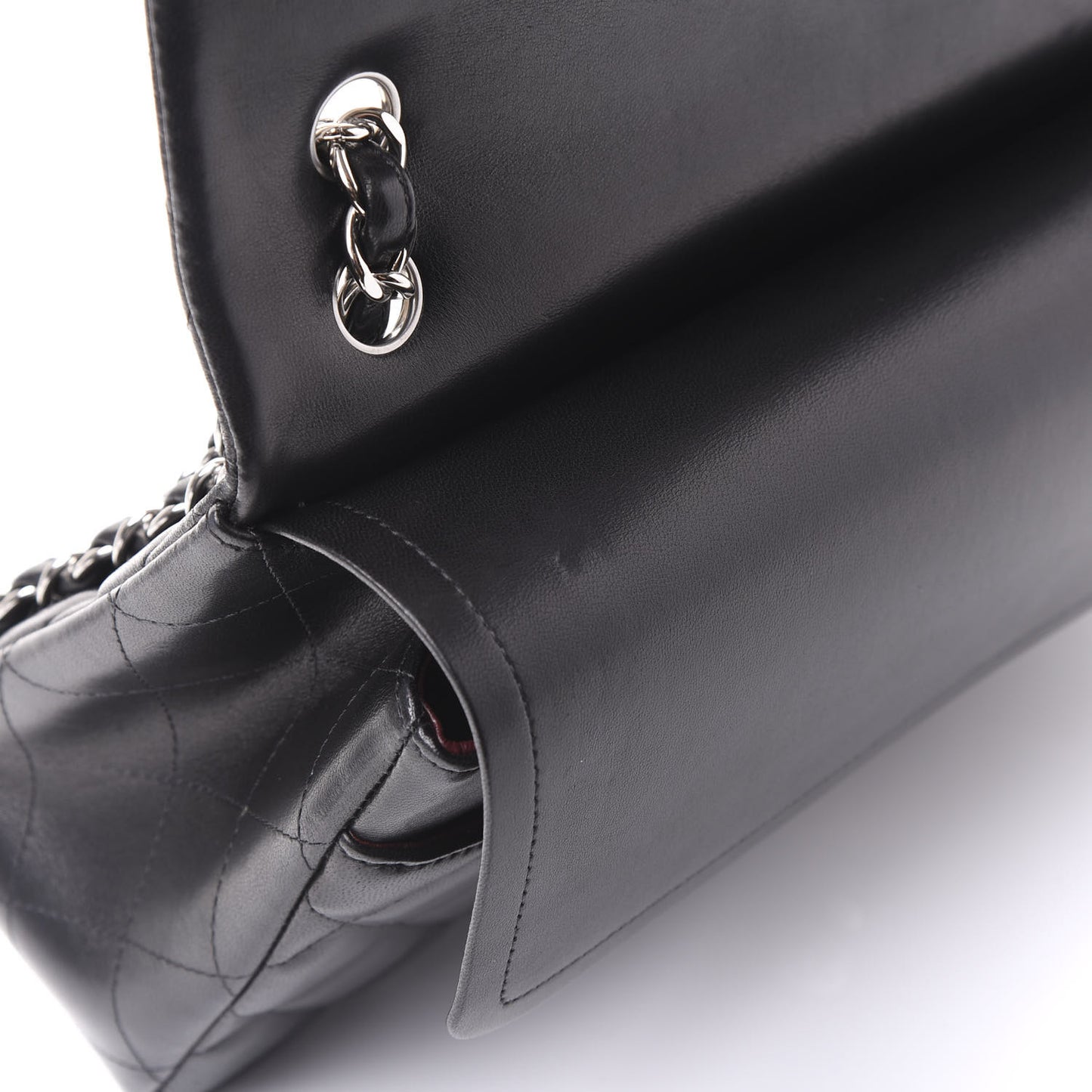 Lambskin Quilted Jumbo Double Flap Black