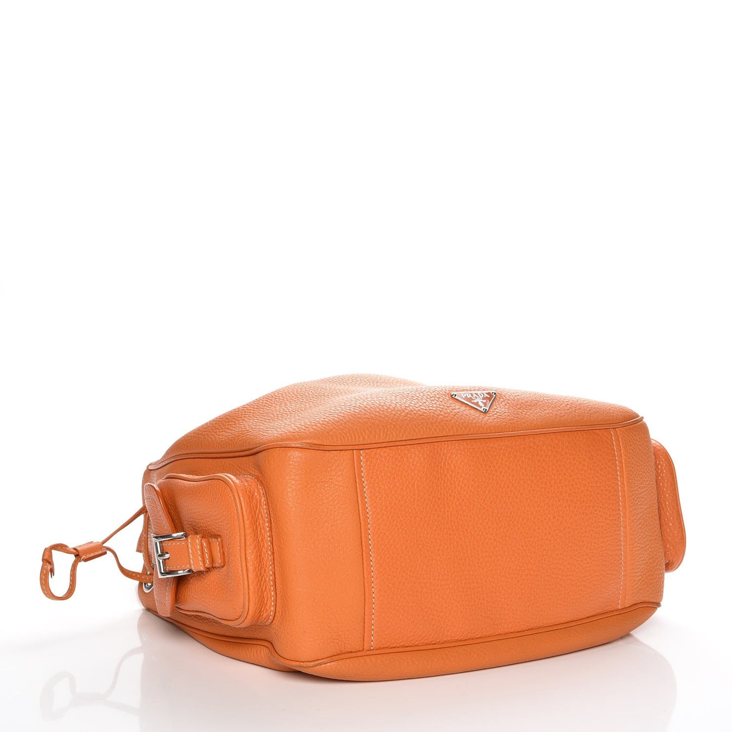 Vitello Daino Drawstring Bucket Orange