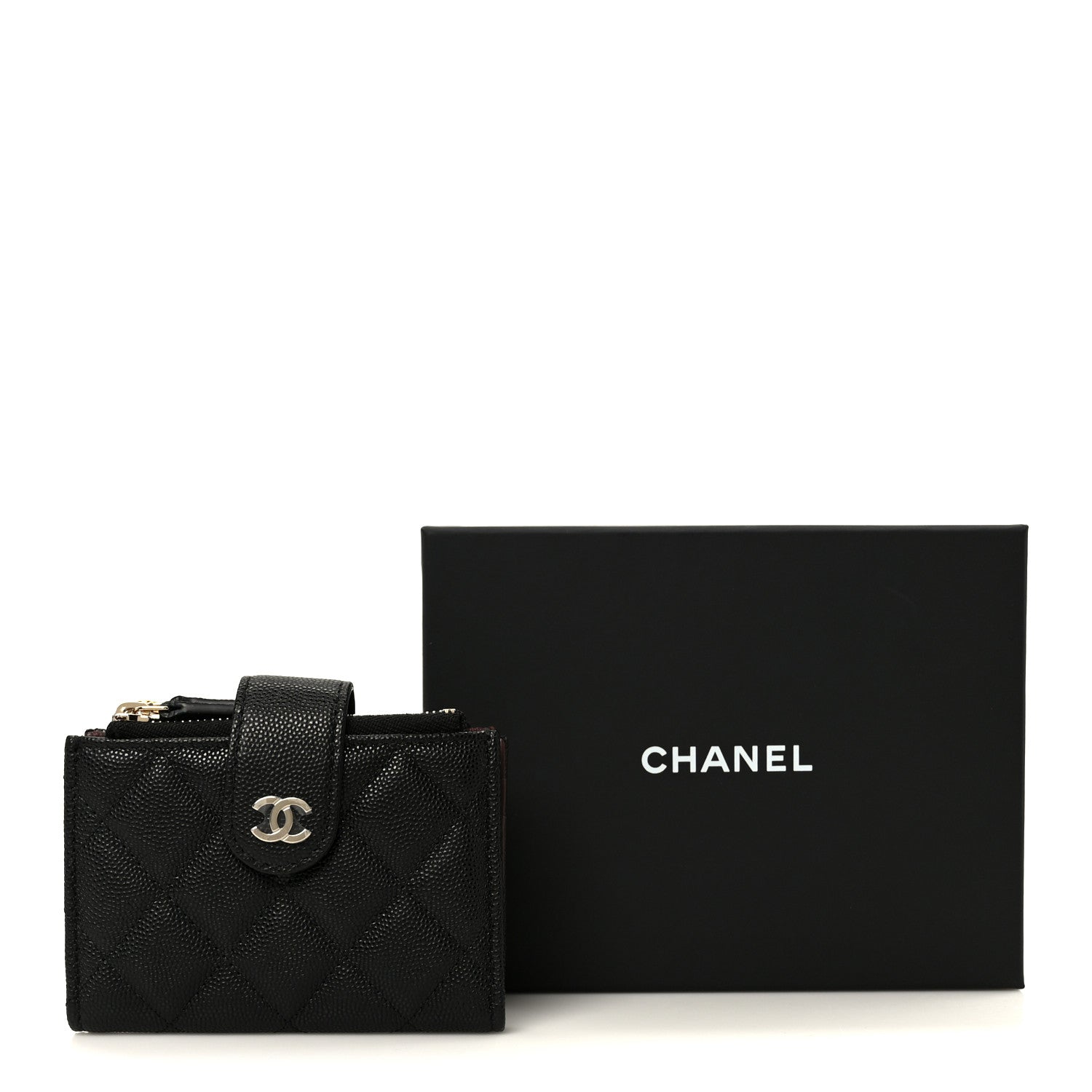 Chanel Caviar Quilted Compact Zipped Pocket Wallet Black 9 of 9