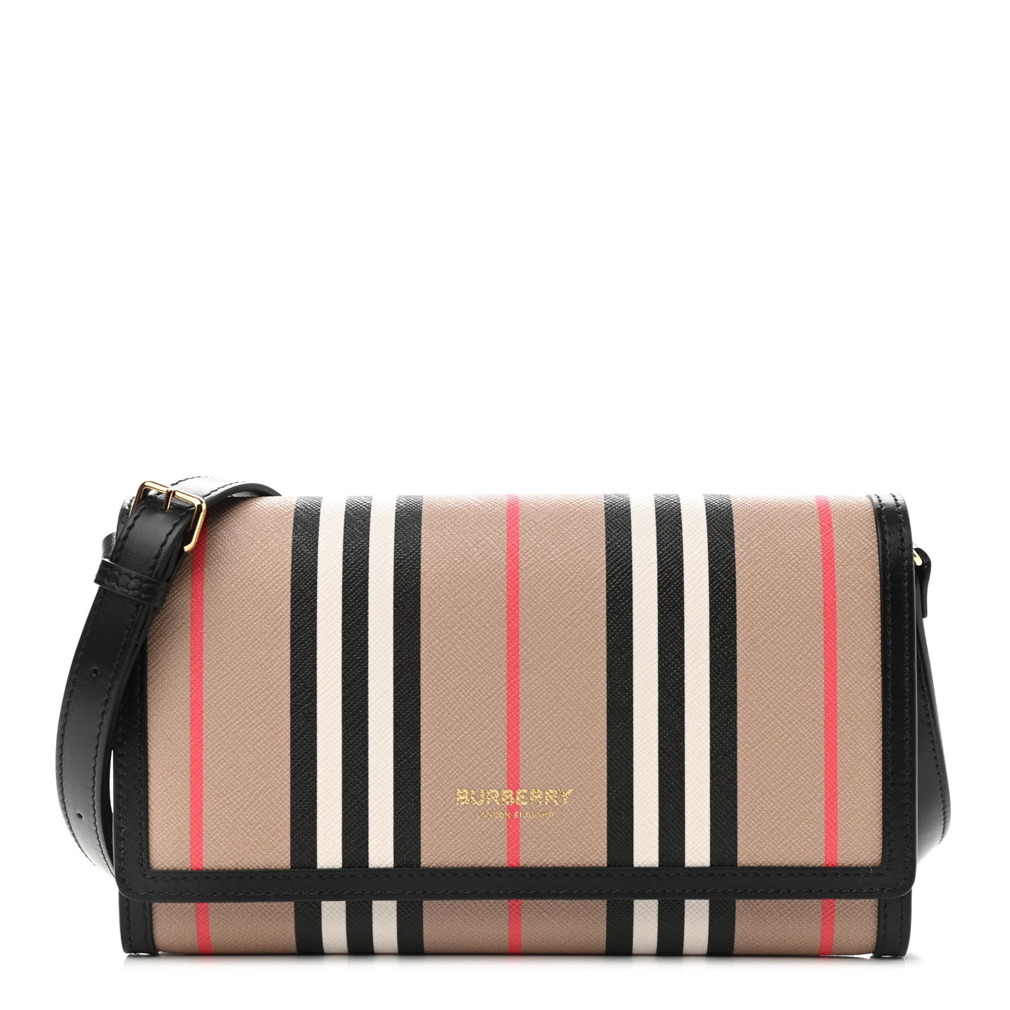 E-Canvas Icon Stripe Hannah Wallet With Detachable Strap Archive Beige