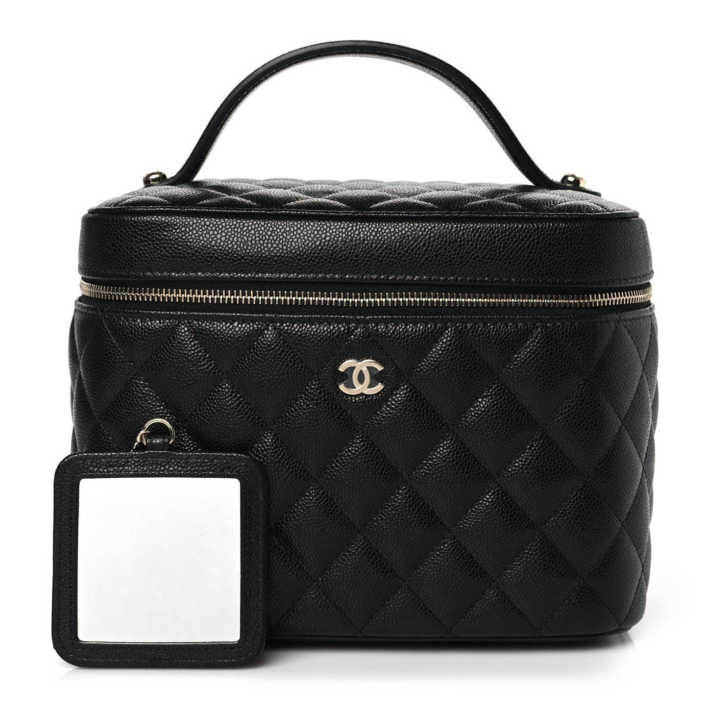 Caviar Quilted Large Vanity Pouch Black