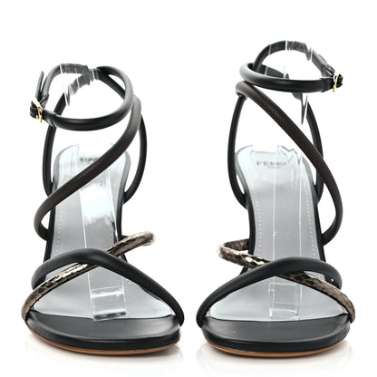 Fendi Nappa Metallic Ayers Fendi First 95mm Strappy Sandals 38.5 Black Chocolate Stagno 2 of 8