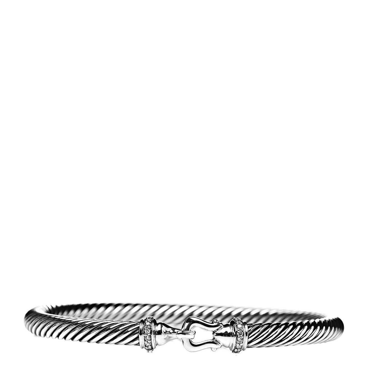 Sterling Silver Diamond 5mm Cable Buckle Bracelet