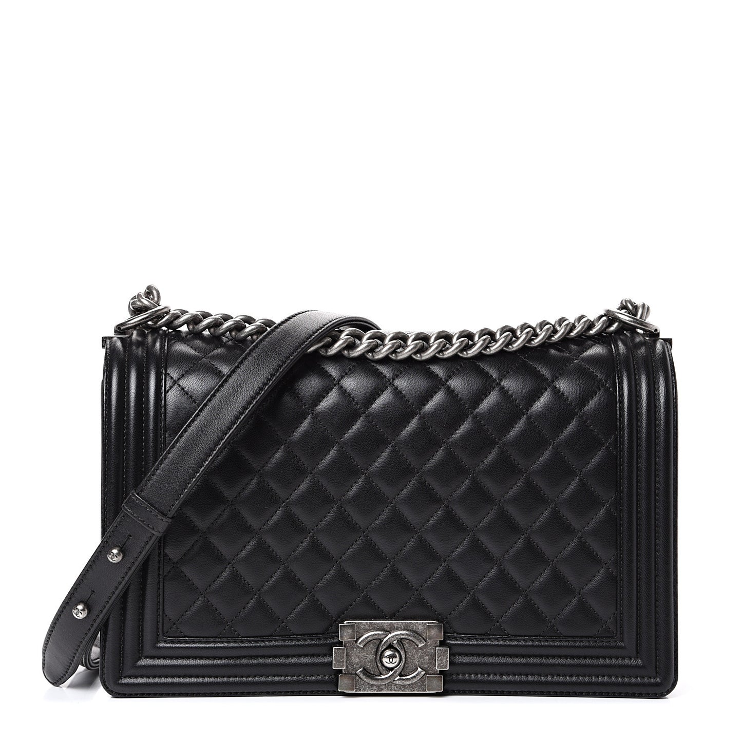 Lambskin Quilted New Medium Boy Flap Black