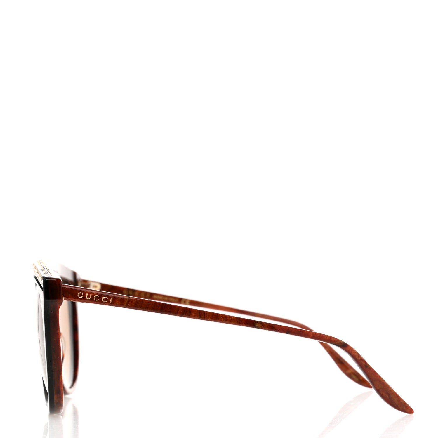 Gucci Aviator Crystal Brow Sunglasses GG0732S Havana Brown 3 of 7