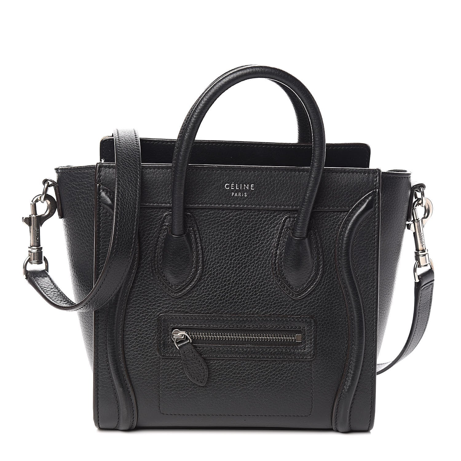 Celine Drummed Calfskin Nano Luggage Black 1 of 13