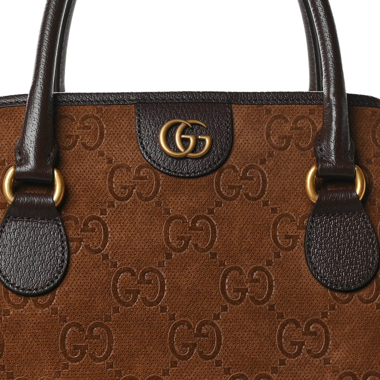 Suede Jumbo GG Debossed Textured Dollar Calfskin  Savoy Duffle Bag Wood Brown Chocolate