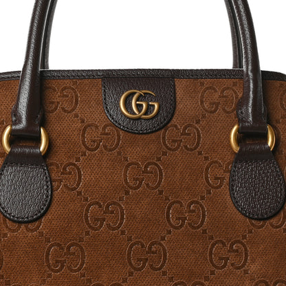 Gucci Suede Jumbo GG Debossed Textured Dollar Calfskin  Savoy Duffle Bag Wood Brown Chocolate 7 of 9