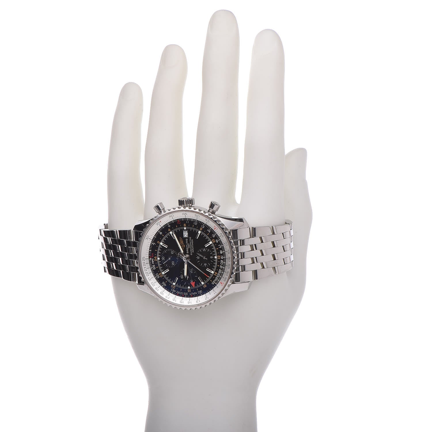 Breitling Stainless Steel 46mm Navitimer GMT World Automatic Watch Black A24322 2 of 7