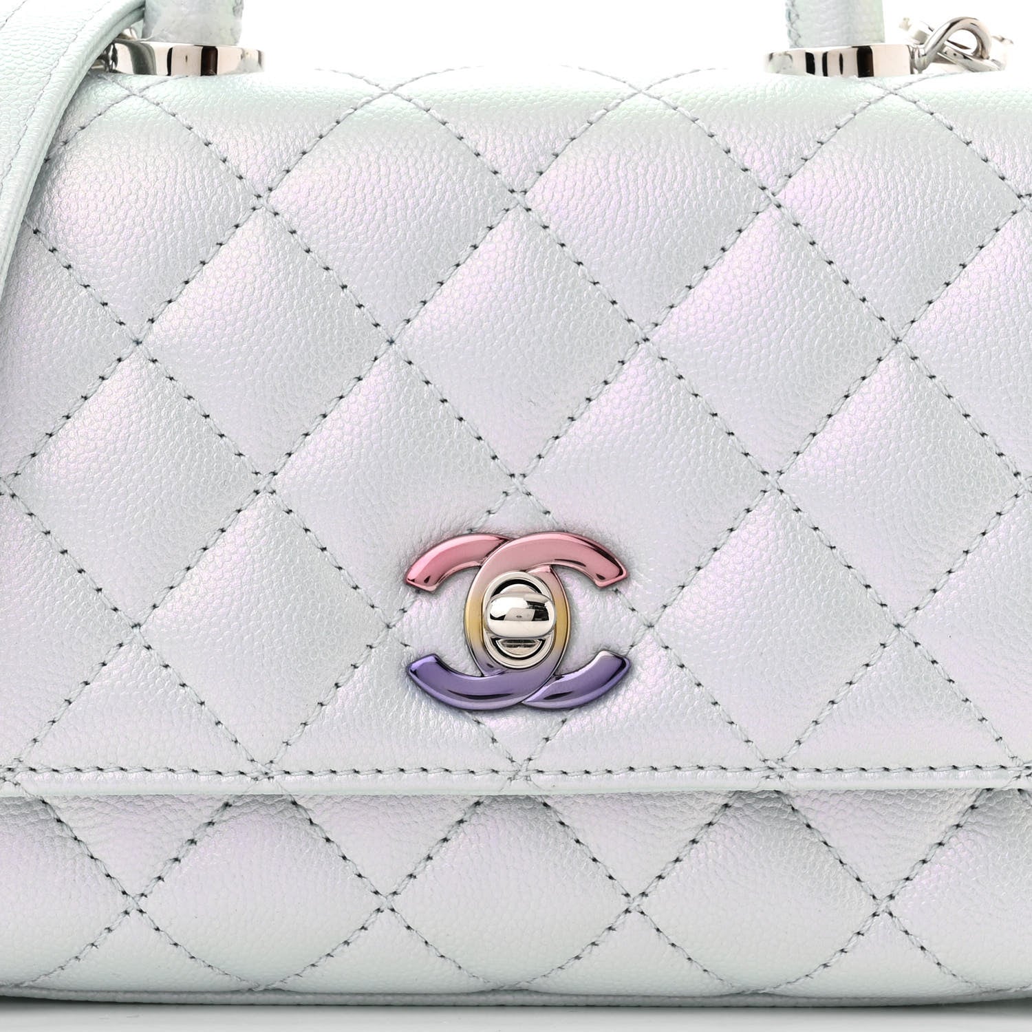 Chanel Iridescent Caviar Quilted Extra Mini Coco Handle Flap Light Blue 8 of 11