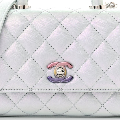 Chanel Iridescent Caviar Quilted Extra Mini Coco Handle Flap Light Blue 8 of 11