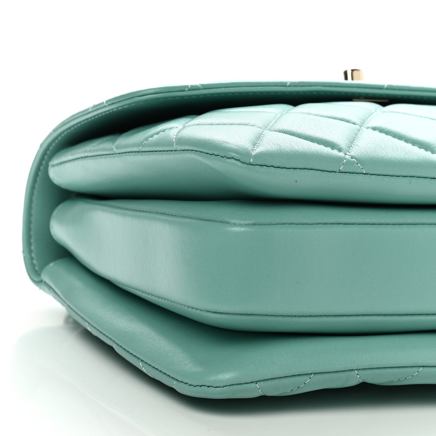 Lambskin Quilted Small Trendy CC Flap Dual Handle Bag Light Green