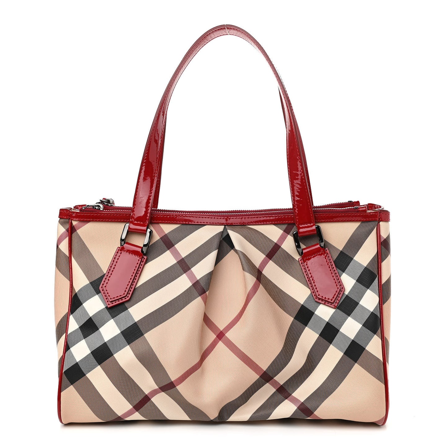 Patent Nova Check Medium Melbury Tote Red