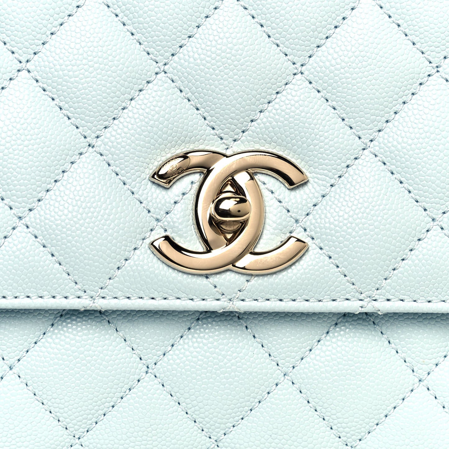 Caviar Quilted Small Coco Handle Flap Light Blue