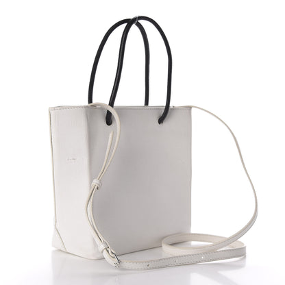 Balenciaga Squared Calfskin Logo Shopping Tote XXS White 3 of 12