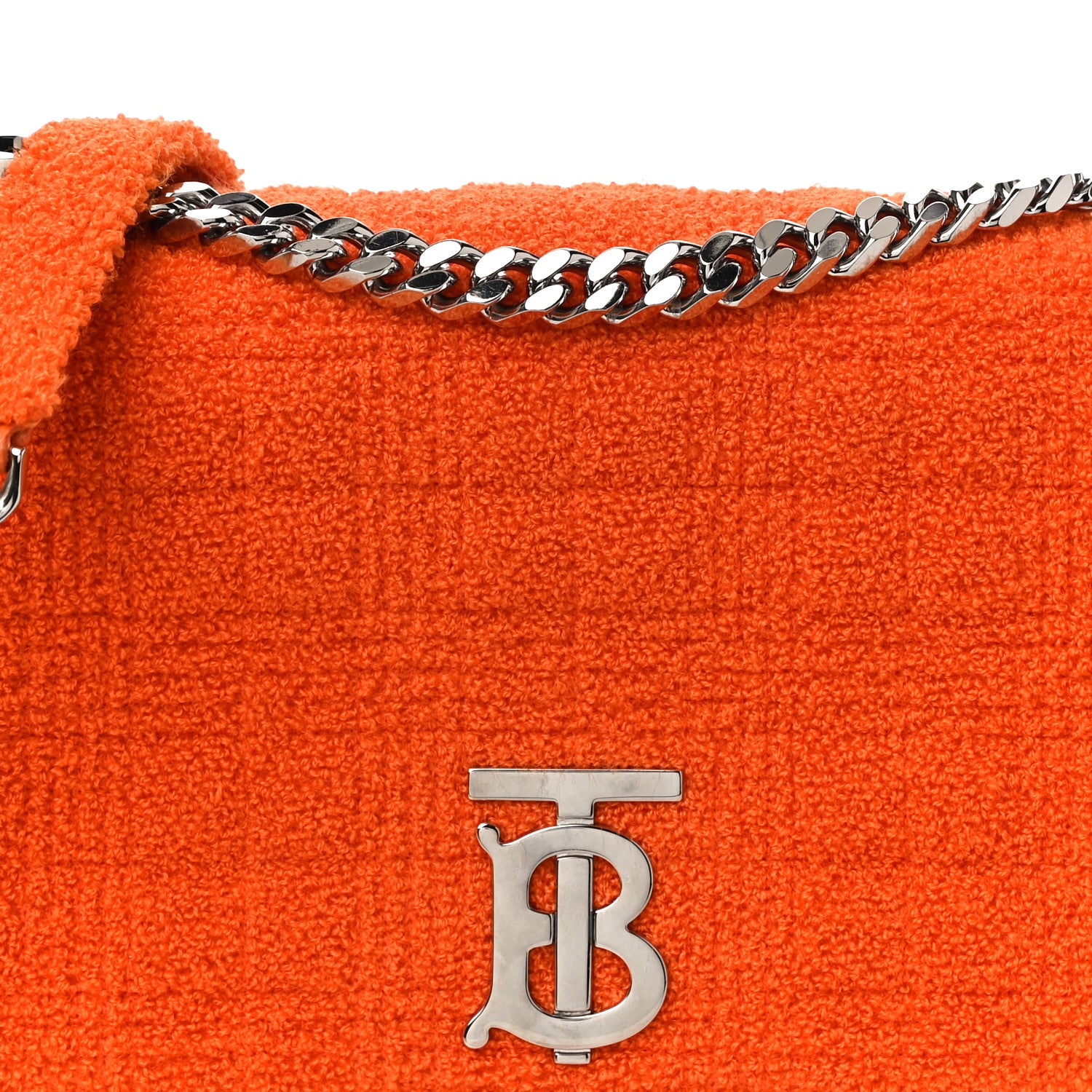 Burberry Cotton Terry Cloth Quilted Small Lola Bag Orange 8 of 11