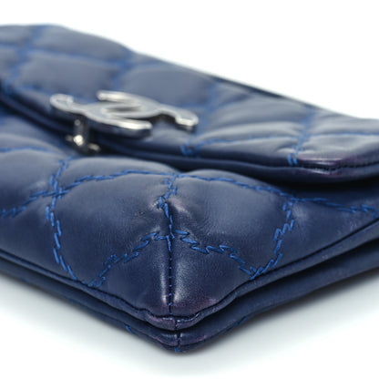 Chanel Calfskin Quilted Double Stitch Hamptons Clutch with Chain Blue 10 of 12