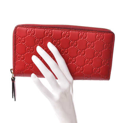 Gucci Guccissima Signature Zip Around Wallet Hibiscus Red 2 of 11
