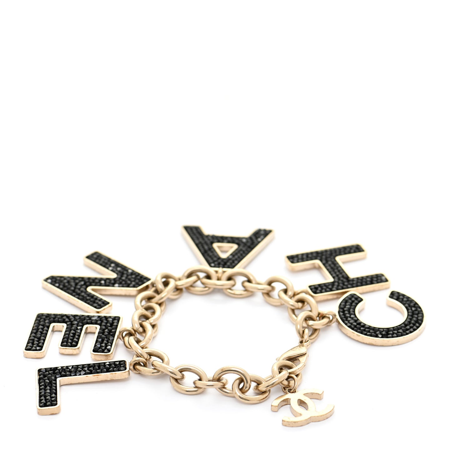 Crystal Logo Bracelet Black Gold