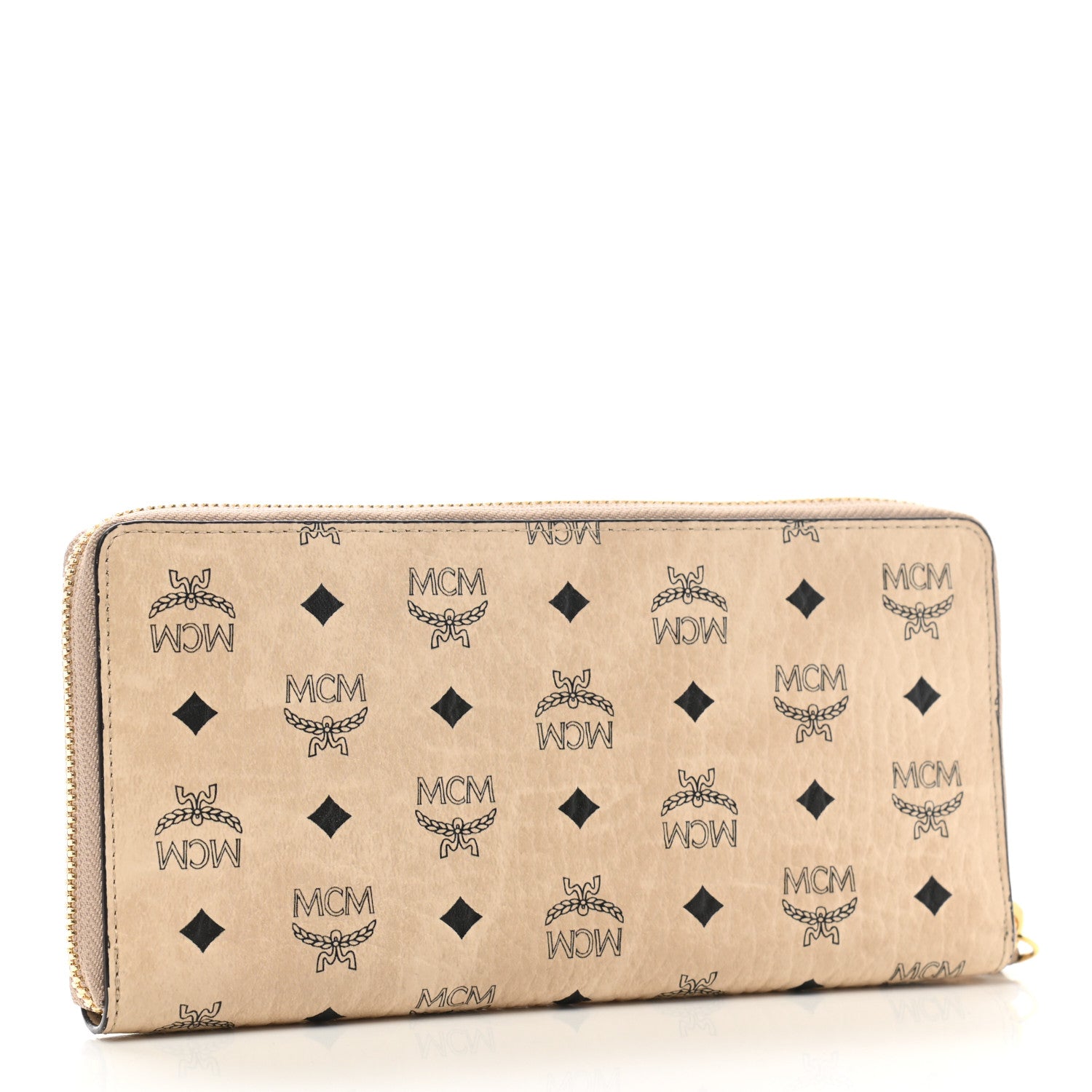 MCM Visetos Large Zip Around Wallet Beige 3 of 7