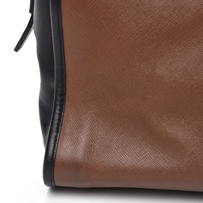 Prada Saffiano Soft Bi-Color Tote Palissandro Black 14 of 17