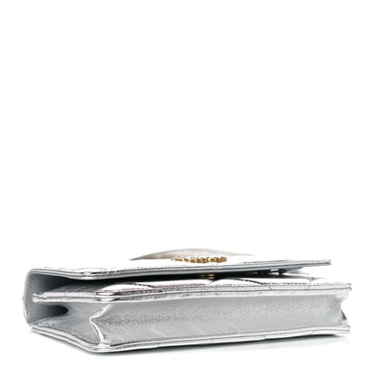 Chanel Metallic Lambskin Quilted Chanel 19 Wallet On Chain WOC Silver 4 of 14