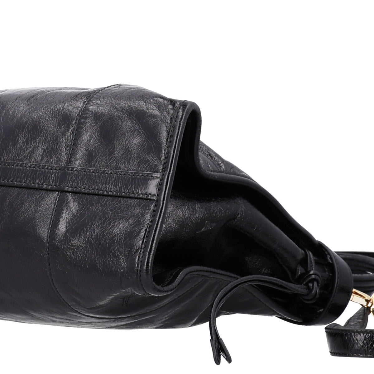 Prada Glossy Calfskin Triangle Large Bonnie Shoulder Bag Black 9 of 9