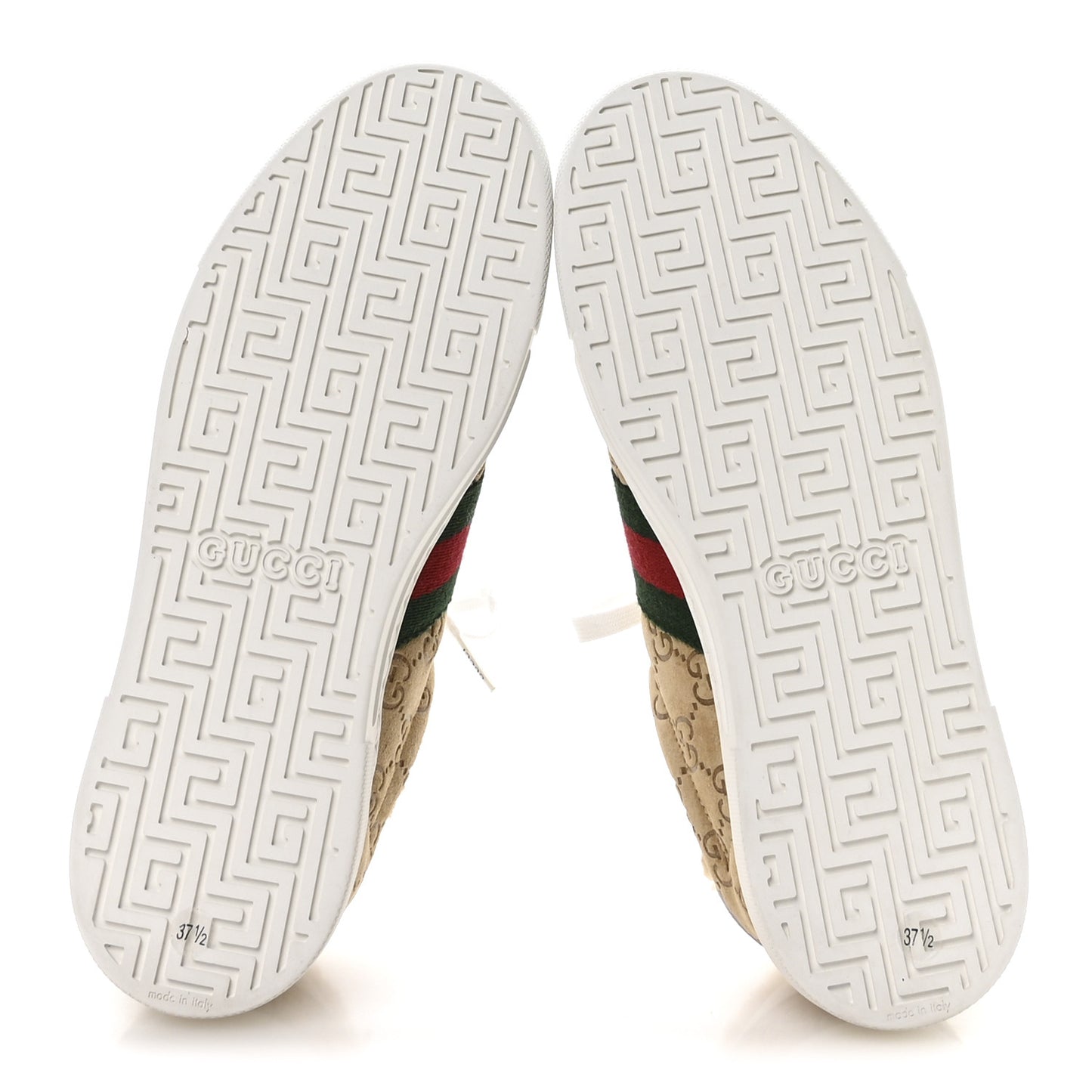 Suede Shearling Prestige GG Monogram Web Womens Ace Sneakers 37.5 Beige White Multicolor Mystic White