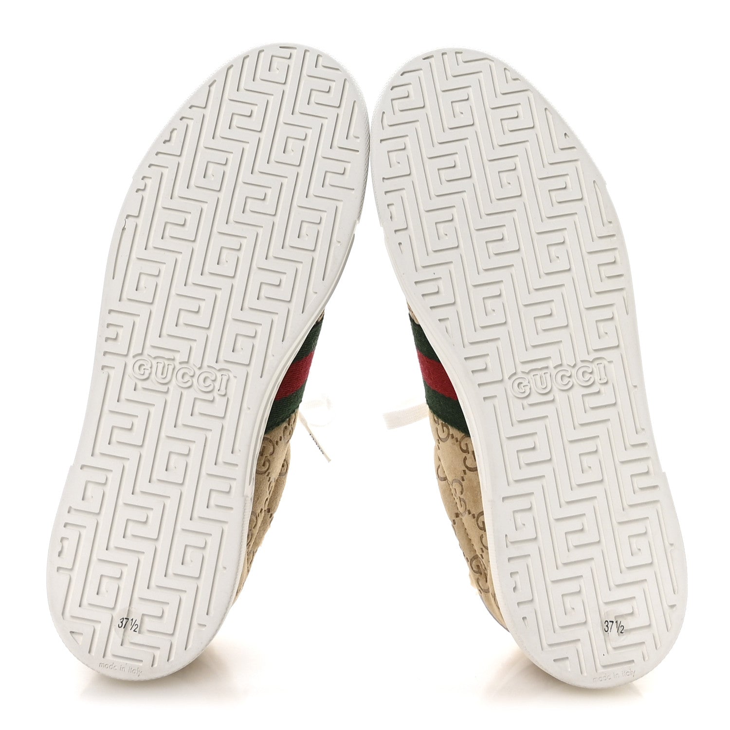 Gucci Suede Shearling Prestige GG Monogram Web Womens Ace Sneakers 37.5 Beige White Multicolor Mystic White 6 of 9