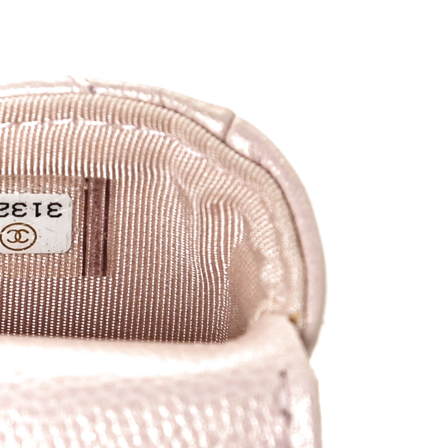 Iridescent Caviar Quilted Pearl On Top Coin Purse With Chain Light Pink