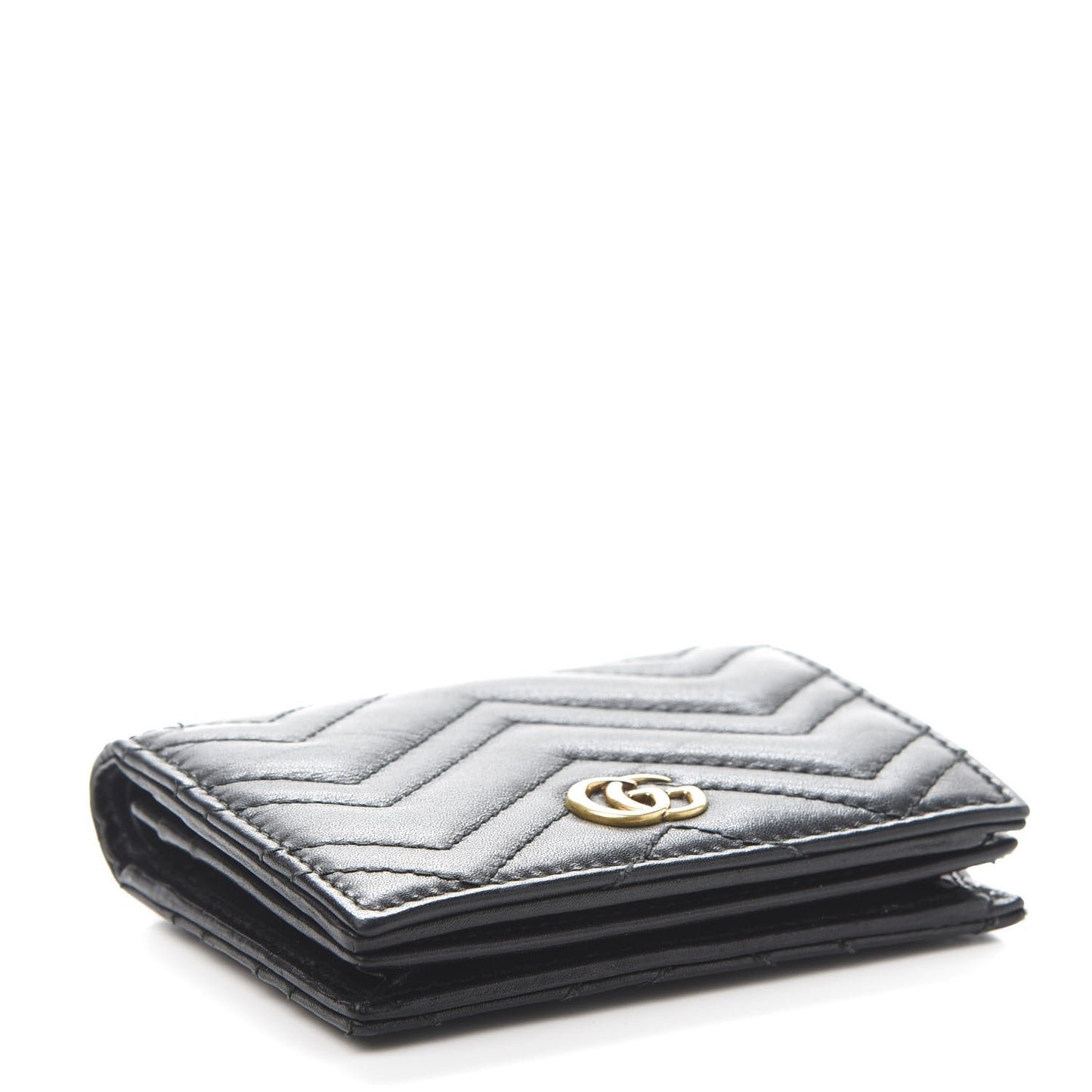 Calfskin Matelasse GG Marmont Card Case Wallet Black