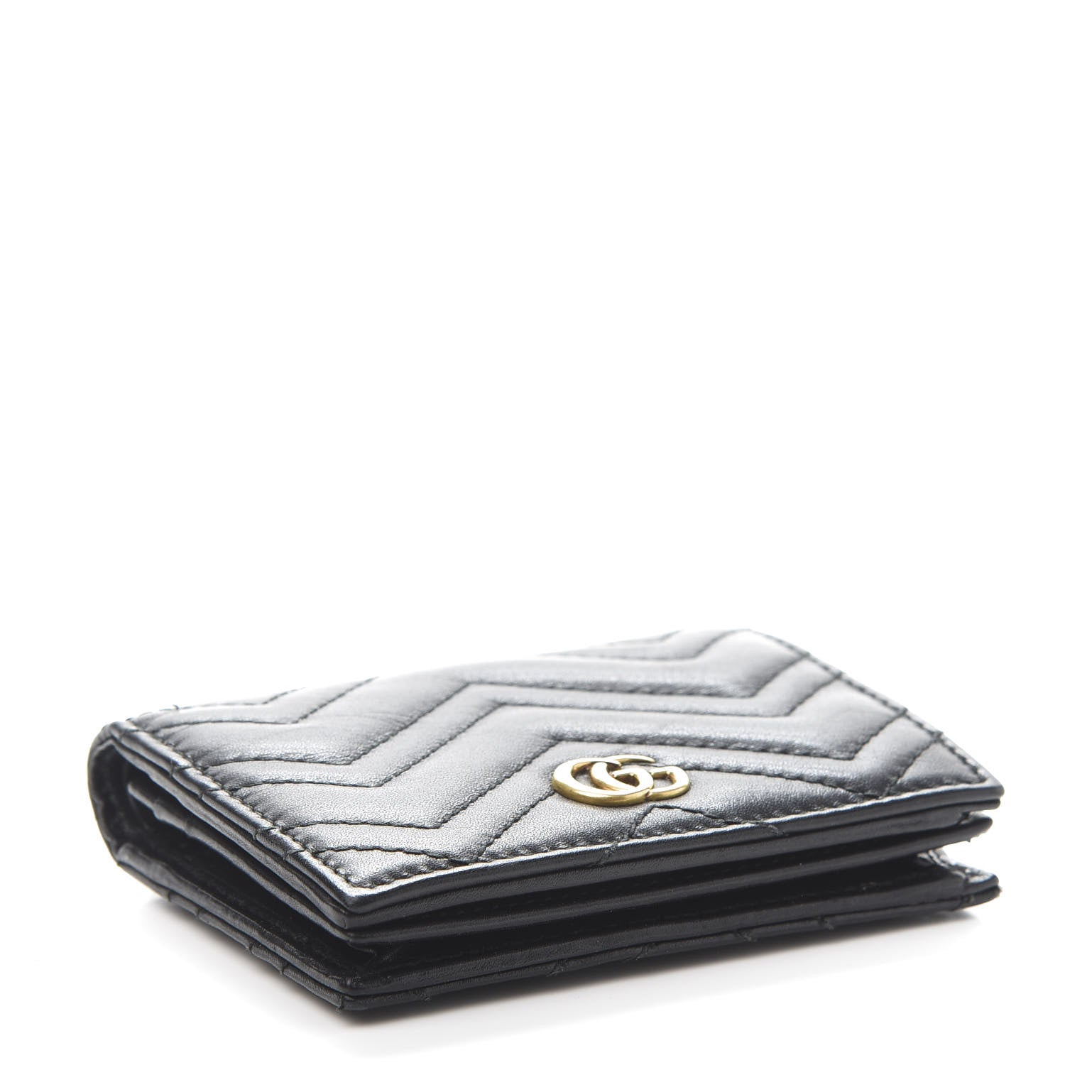 Gucci Calfskin Matelasse GG Marmont Card Case Wallet Black 4 of 9