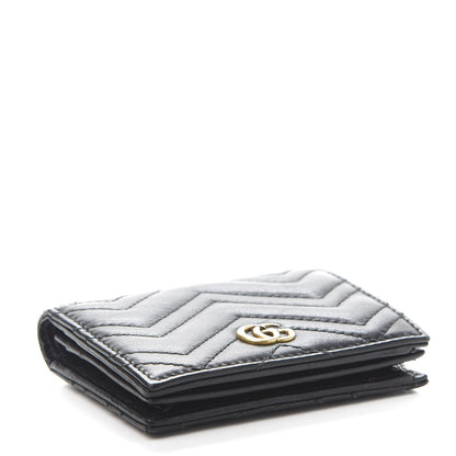 Gucci Calfskin Matelasse GG Marmont Card Case Wallet Black 4 of 9