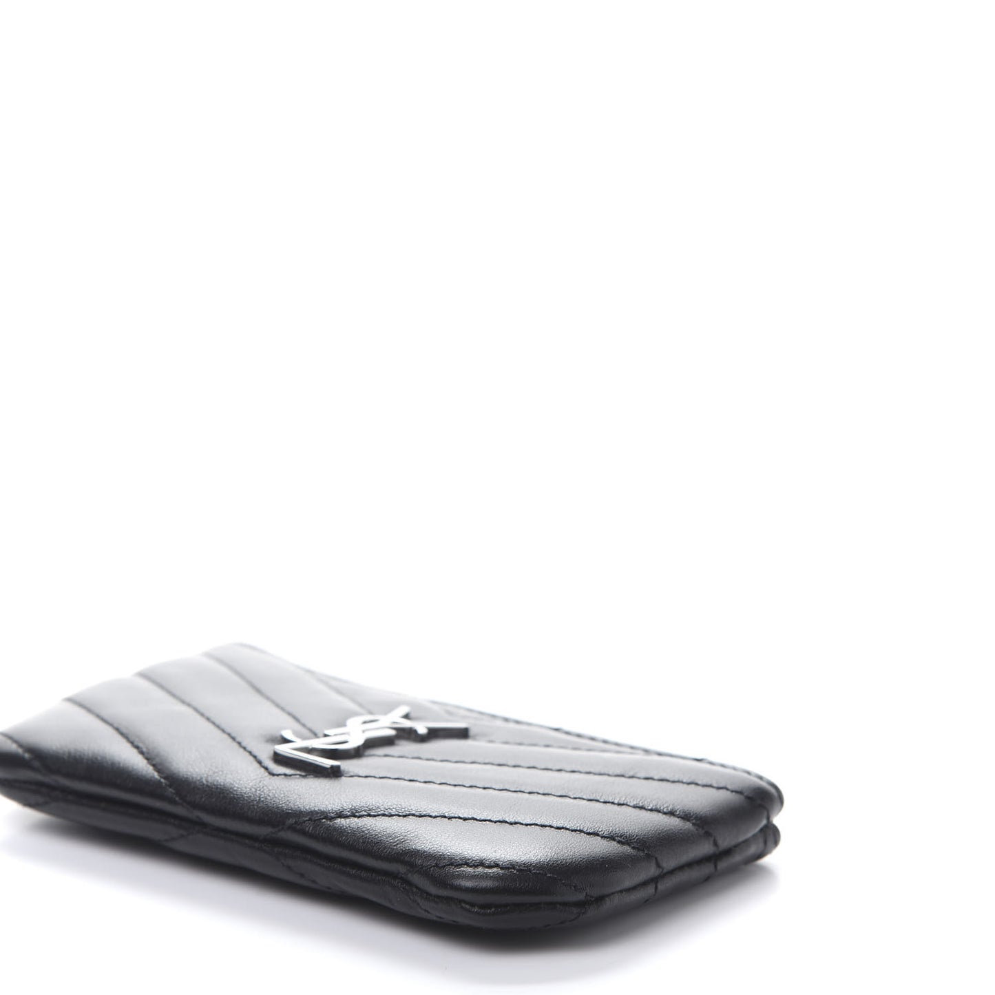 Calfskin Matelasse Monogram Key Pouch Black