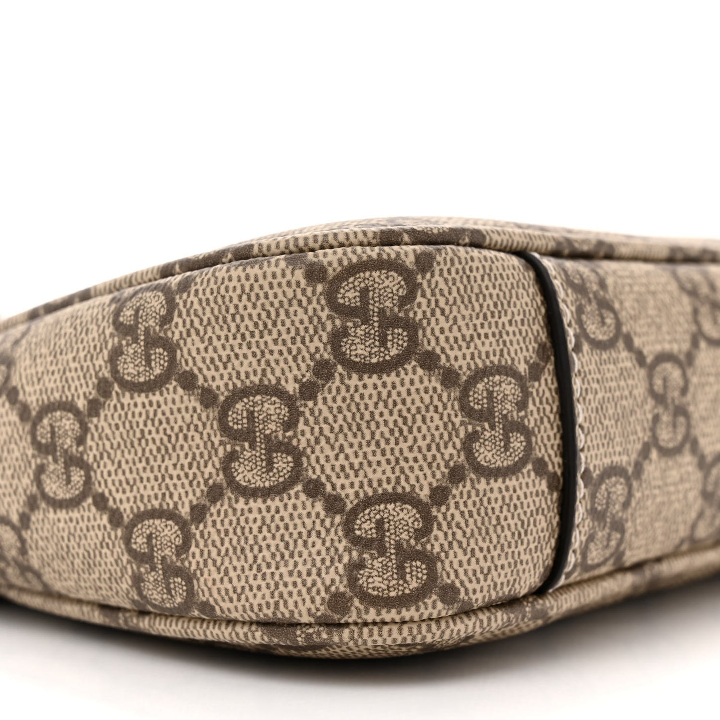 GG Supreme Monogram Textured Calfskin Small Emblem Shoulder Bag Beige Dark Brown