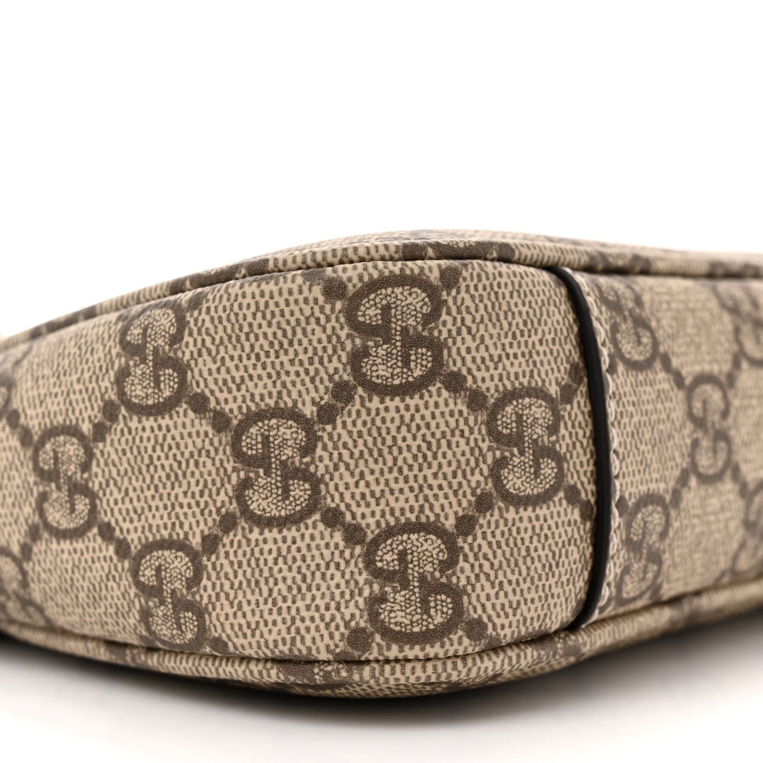 Gucci GG Supreme Monogram Textured Calfskin Small Emblem Shoulder Bag Beige Dark Brown 9 of 10